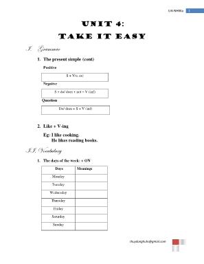 New Headway - Unit 4 Take it easy
